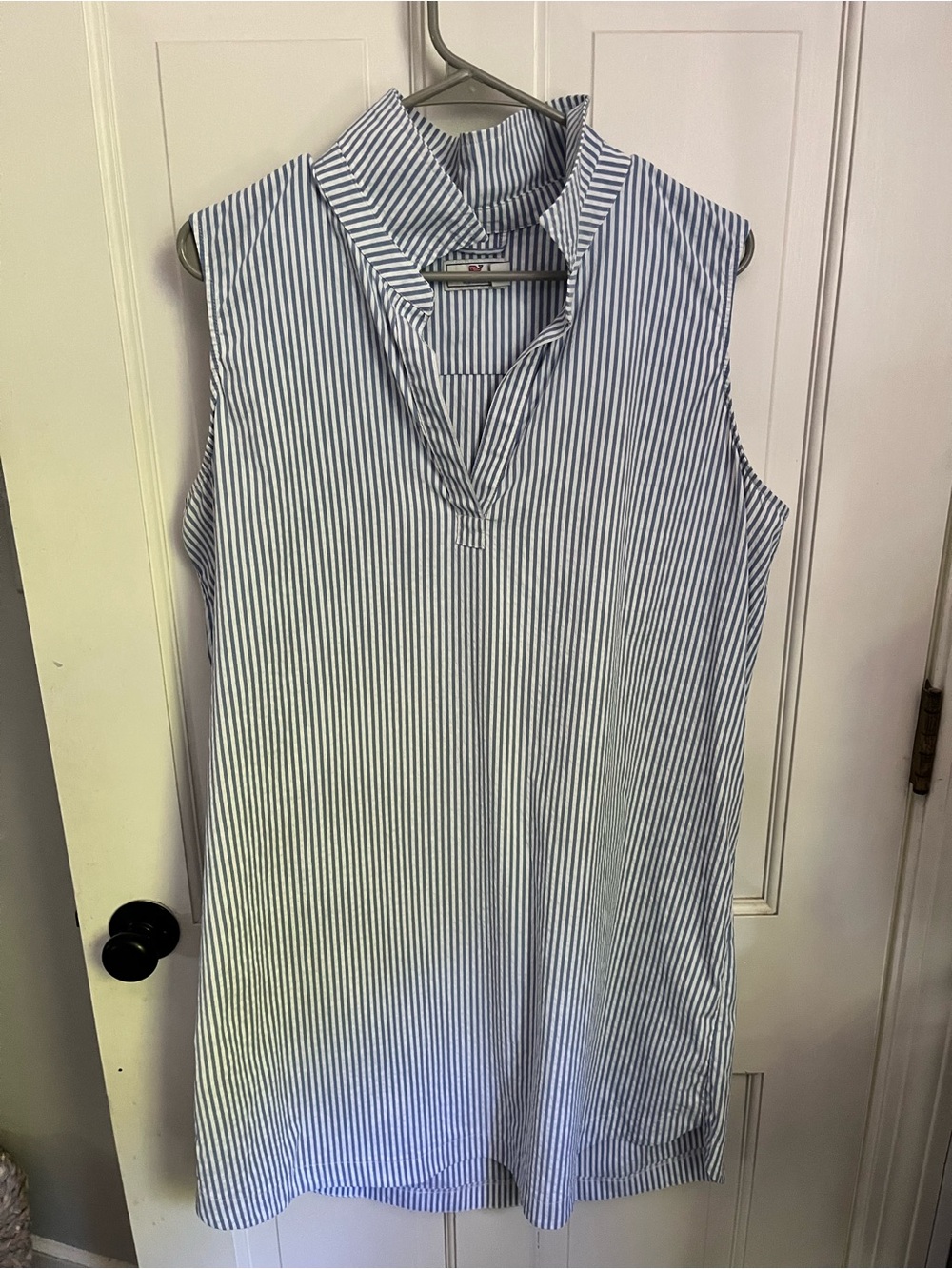 Vineyard Vines Blue and White Striped Sleeveless Shirt Dress